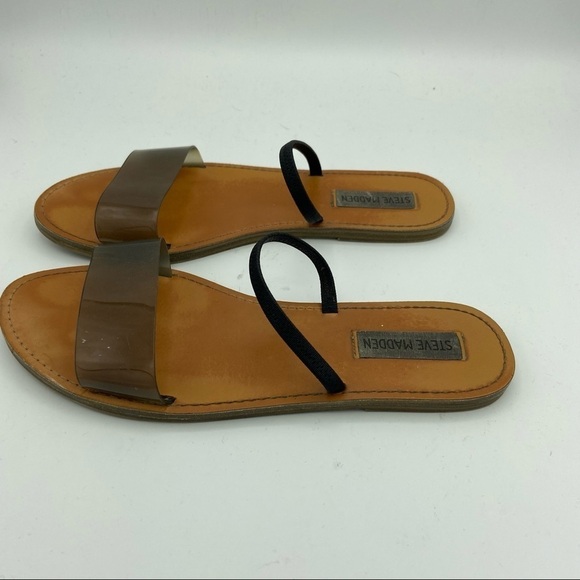 Steve Madden Dasha Sandals Slip On Elastic Strap Lucite Upper Sz 7.5M - Picture 5 of 10